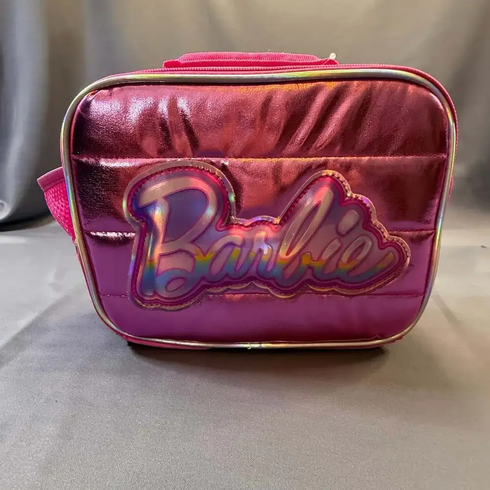Barbie Metallic Pink Insulated Lunch Bag with Holographic Logo